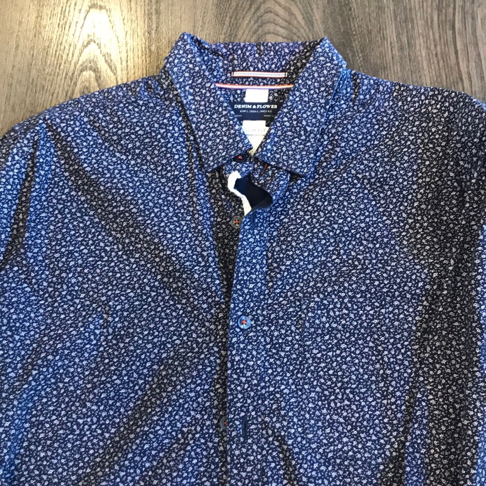 Denim and Flower Dress Shirt